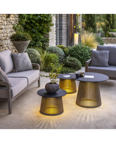 Les Jardins TECKA solar Ø70 cm lighted coffee table 
