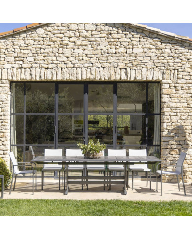 Les Jardins HEGOA 190/280 cm grey ceramic extensible table 