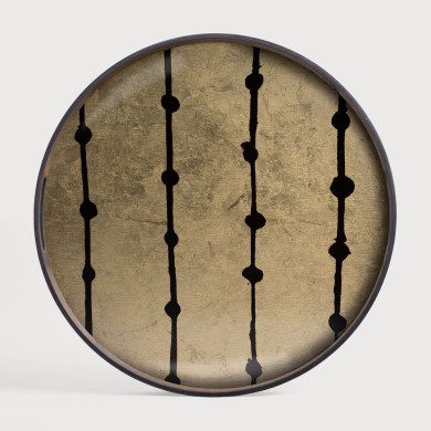 GOLD LEAF DOTS glass tray Ø48cm Ethnicraft