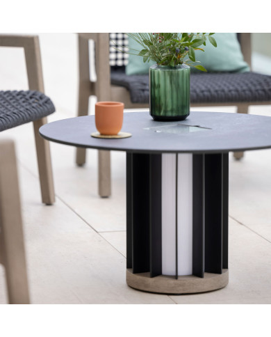 Table basse lumineuse ronde TECKALU Gris solaire Les Jardins