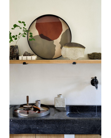 OVERLAPPING DOTS round glass tray Ethnicraft