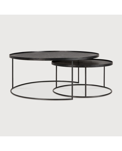 Set of Ethnicraft L and XL round coffee tables