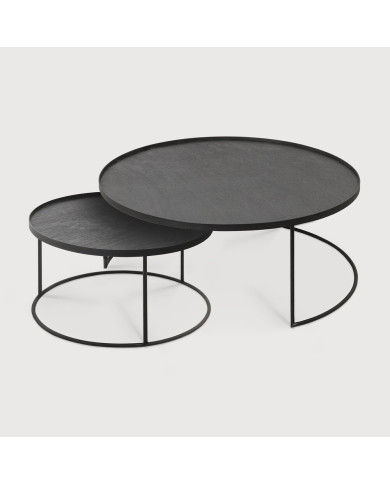 Set of Ethnicraft L and XL round coffee tables