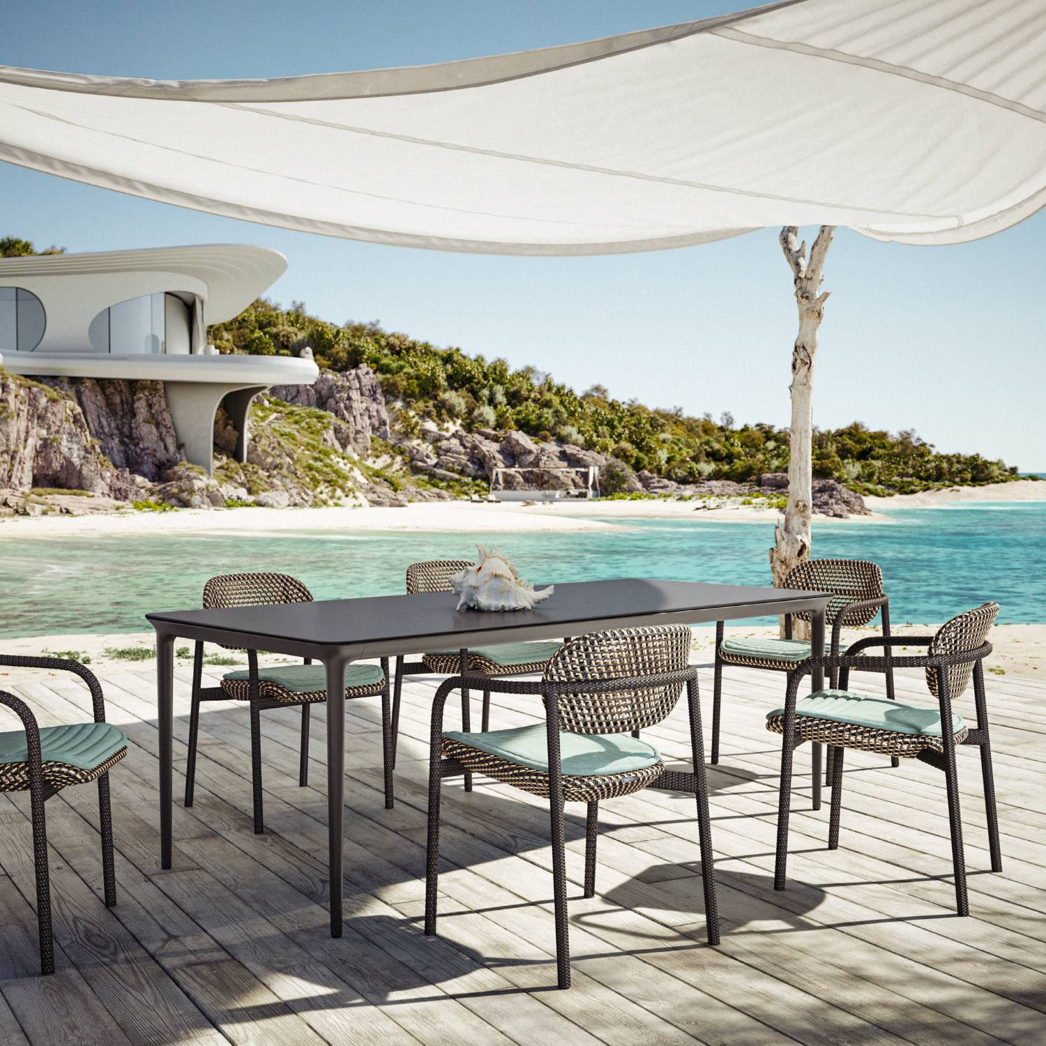 Table de jardin 220 cm BELLMONDE Composite Dedon
