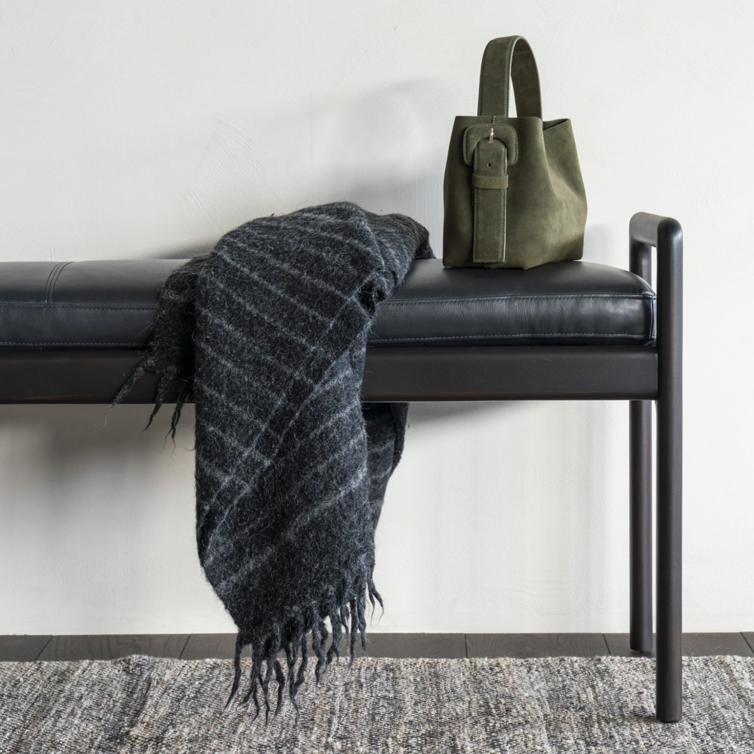 JACK bench Black leather Ethnicraft