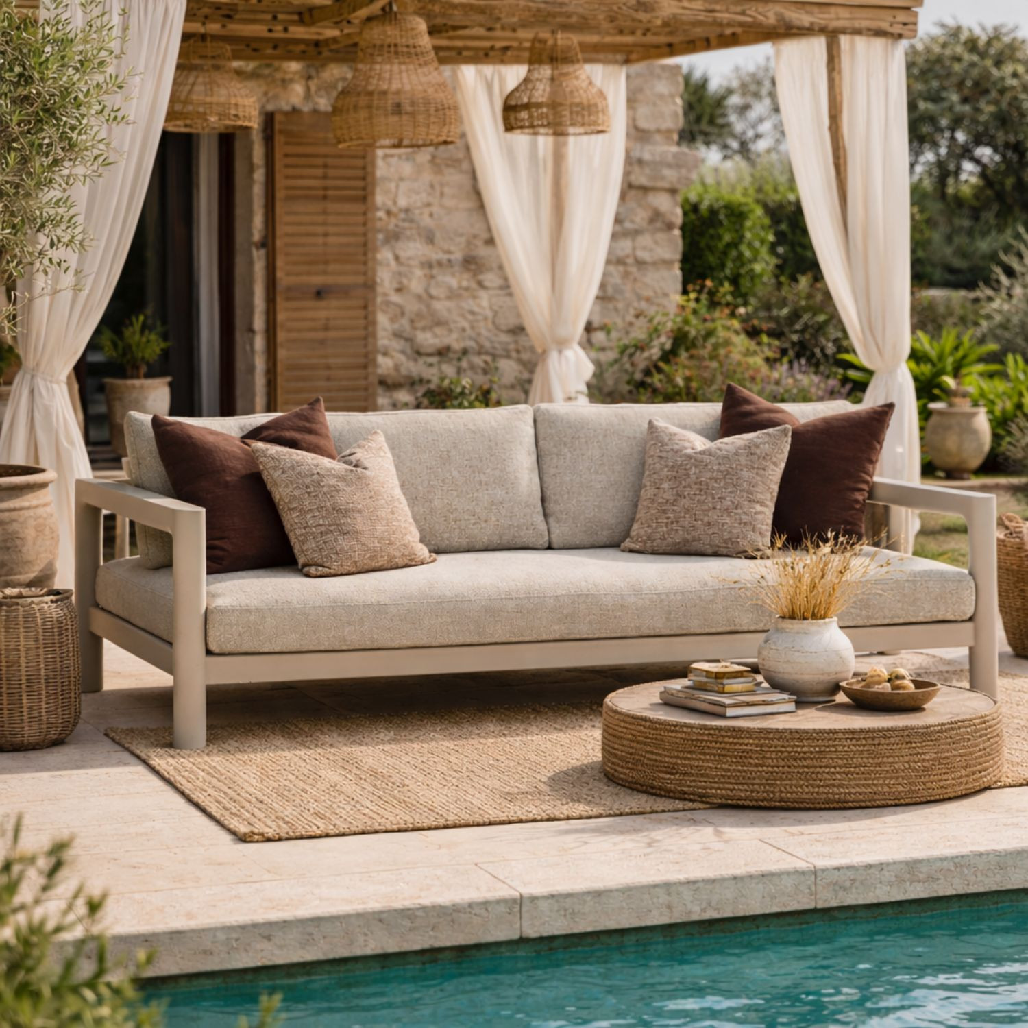 LIDO modular rope and aluminium sofa by Les Jardins du Sud