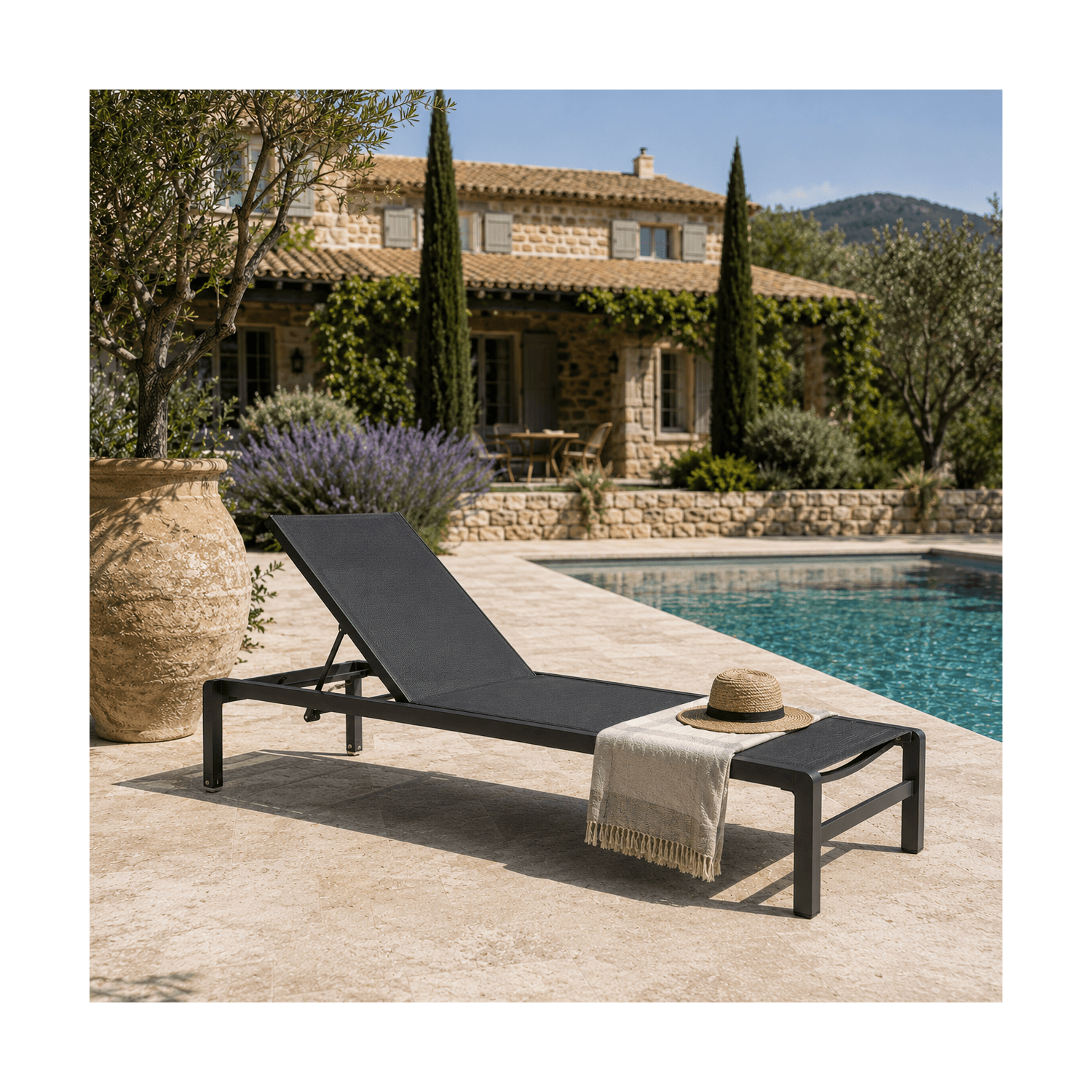 ROME anthracite sun lounger Les Jardins du Sud