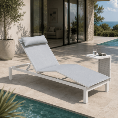 Bain de soleil CORAL blanc et gris Les Jardins du Sud