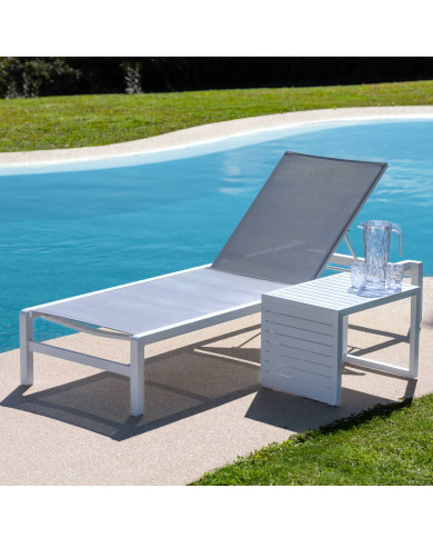 ROME sun lounger in white / light grey Les Jardins du Sud