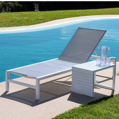 Bain de soleil ROME blanc / gris clair Les Jardins du Sud