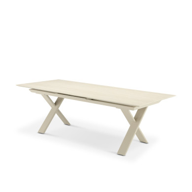 Table extensible CANNES beige + 4 fauteuils Les Jardins du Sud