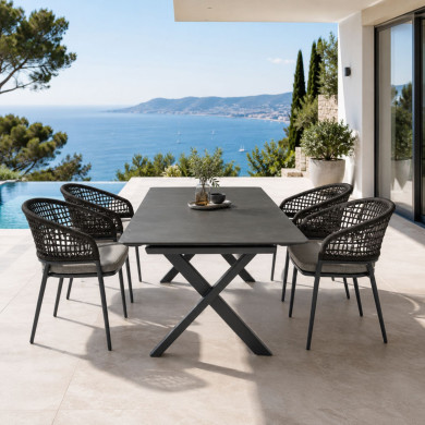 Table extensible CANNES + 4 fauteuils Les Jardins du Sud