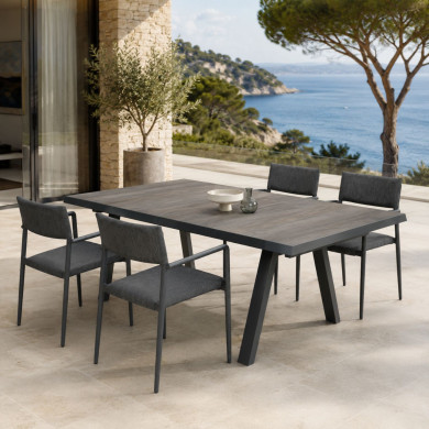 PRADO extendable table + 4 armchairs Les Jardins du Sud
