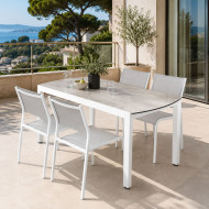 AMAKA extendable balcony table + 4 Les Jardins chairs