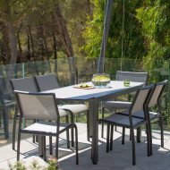 Table extensible balcon AMAKA grise + 4 chaises Les Jardins