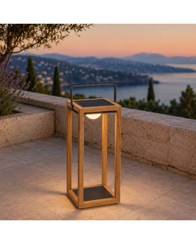 SOLEA GM solar teak lamp Les Jardins du Sud