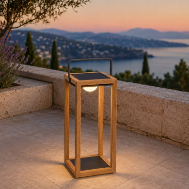 SOLEA GM solar teak lamp Les Jardins du Sud