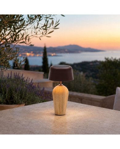 Lampe solaire TERRA PM en teck Les Jardins du Sud