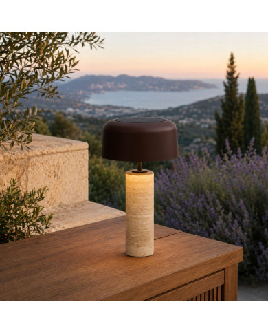 Lampe solaire TERRA cylindre pierre GM Les Jardins du Sud