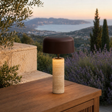 TERRA stone cylinder GM solar lamp Les Jardins du Sud