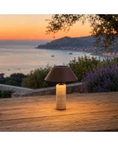 Lampe solaire TERRA cylindre pierre PM Les Jardins du Sud
