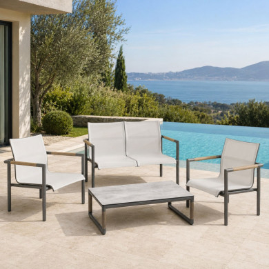 Salon de jardin BASTINGAGE anthracite Les Jardins