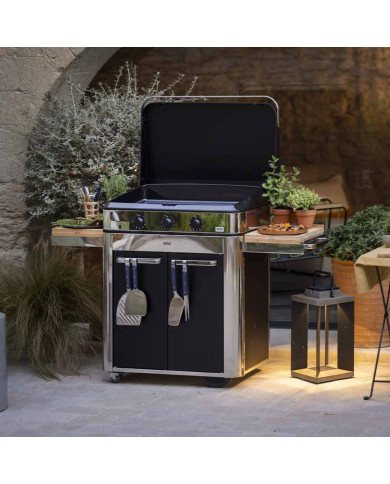 Combo plancha gaz ENOSIGN 80 inox sur chariot ENO