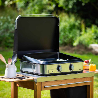 ENOSIGN 65 stainless steel gas plancha ENO with black lid