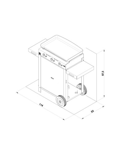 Combo plancha gaz INITIAL 65 inox sur chariot ENO