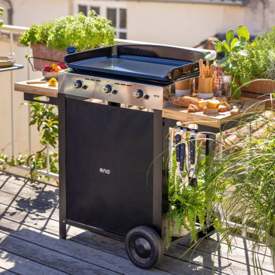 INITIAL 65 stainless steel gas plancha combo on trolley ENO