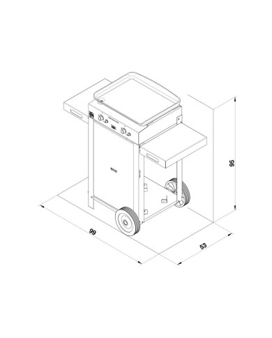 Combo plancha gaz INITIAL 50 inox sur chariot ENO