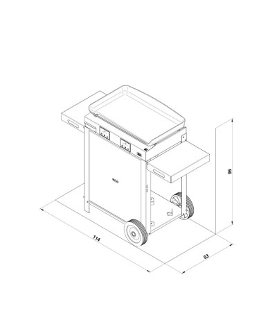 Combo plancha électrique INITIAL 65 inox sur chariot ENO