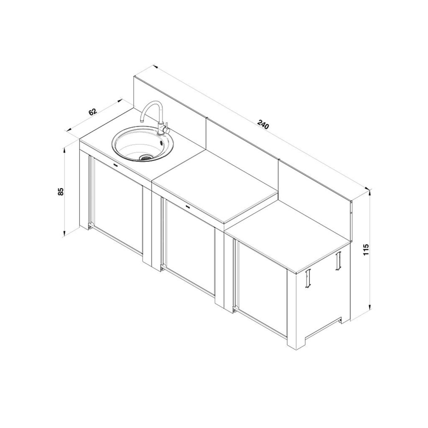 Cuisine extérieure CLASSIC 3 modules inox ENO